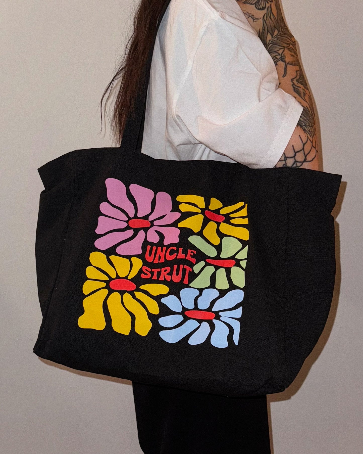 Flower Tote Bag - Black