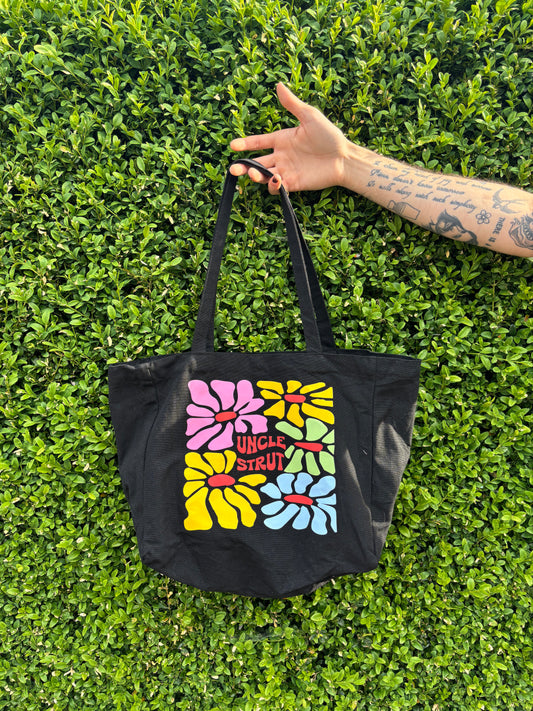 Flower Tote Bag - Black